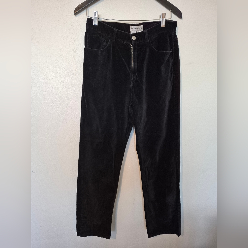 100% Cotton Velvet Pants Size 8 Black By Evan Picone